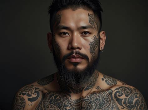 A Man With Tattoos On His Chest Has Tattoos On His Chest Premium Ai Generated Image