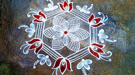 Navaratri Special Rangoli Puratasi Madham 5 3 Dots Flower Kolam