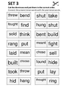 Irregular Past Tense Verbs Dominoes Challenge By Sidash Teaching