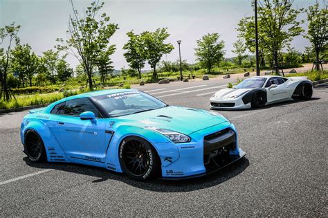 Liberty Walk Sky Blue Godzilla Gt R R35 With Armytrix Exhaust