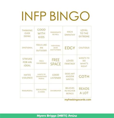 Infp Bingo Intro Myers Briggs [mbti] Amino