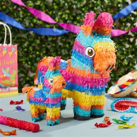 4x Small Mini Donkey Pinata With Stick Blindfold For Mexican Fiesta