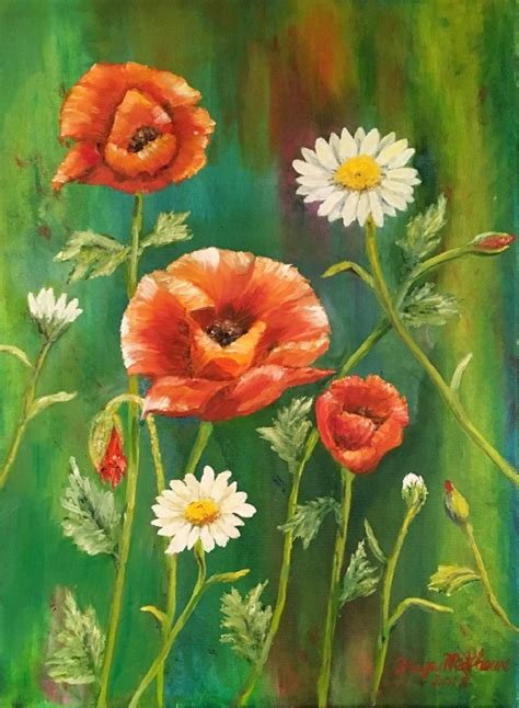 Poppies And Daisies Faye Matthews Fine Art