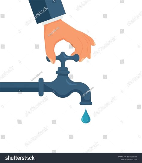 Hand Opens Closes Water Tap Save Stock Vector Royalty Free 2250109061