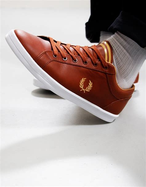 Fred Perry Baseline Leather Trainers Tan Terraces Menswear