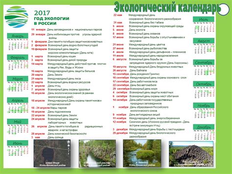 Экологический календарь на 2017 год | Межпоселенческая центральная ...