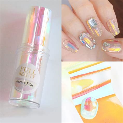 Aurora Nail Foil Stickers Broken Glas Paper Pack K Multicolor