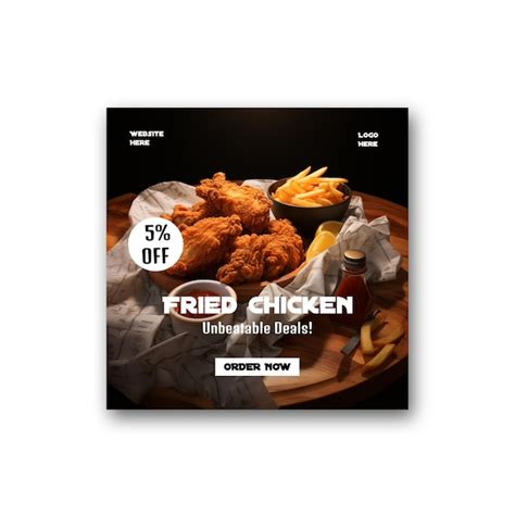 Premium PSD Fried Chicken Flyer Banner Brochure Poster Psd