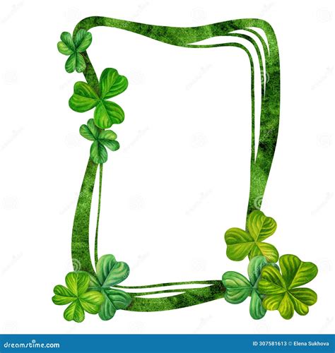 Watercolor Vintage Fantasy Frame With Hand Drawn Four Leaf Clover For St Patrick S Day For Good