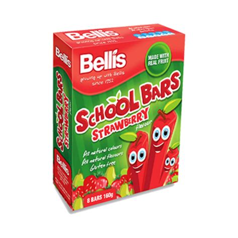 Bellis Strawberry School Bars 12 X 160g Boxes 96 Bars 20g Bellis