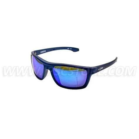 Wiley X Ackng09 Kingpin Polarized Blue Mirror Matte Graphite Frame Glasses