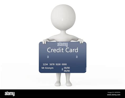 3d Humanoid Character Hold A Credit Card On White Stock Photo Alamy