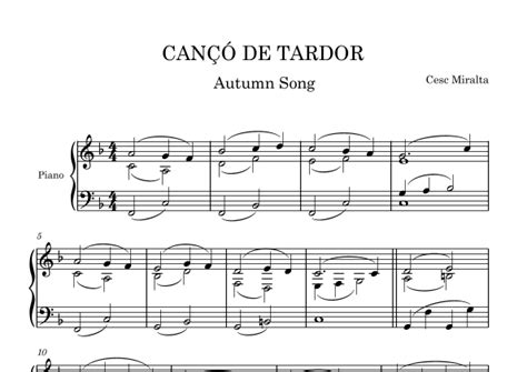 CANCO DE TARDOR Pno Solo Sheet Music Cesc Miralta Piano Solo