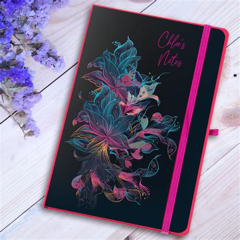 A5 Mole Notebook With Pen Floral 3 Personalised Notebook