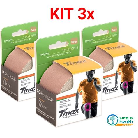 KIT 3X TRES Fita Kinesio Tmax Bandagem Elástica Terapêutica 5 Cm X 5m