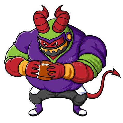 The Red Devil Mascot Of American Football Complete With Player Clothe