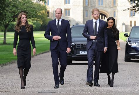 Meghan Markle Wears Black Midi Dress At Queen Elizabeth Floral Tribute