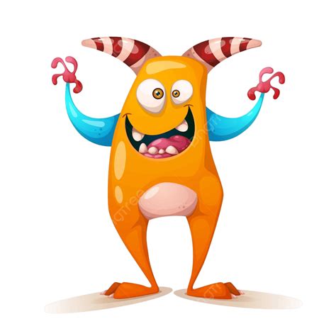 Funnycutecrazy Monster Cartoon Characters Design Happy Monster Vector