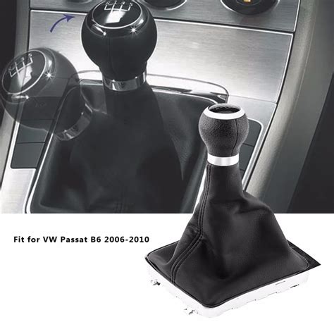 5 Speed Car Gear Shift Knob Gearstick Gaiter Boot Frame Kit For Vw Passat B6 2006 2010 Black