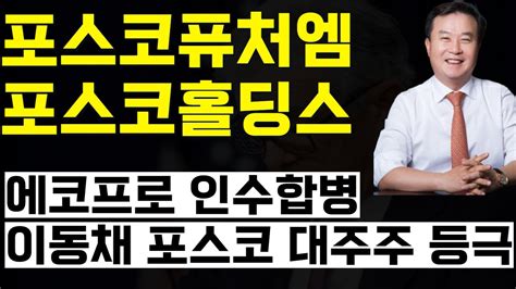 포스코퓨처엠포스코홀딩스 긴급속보 에코프로 인수합병 이동채 회장 포스코 대주주 등극 포스코퓨처엠 포스코케미칼포스코