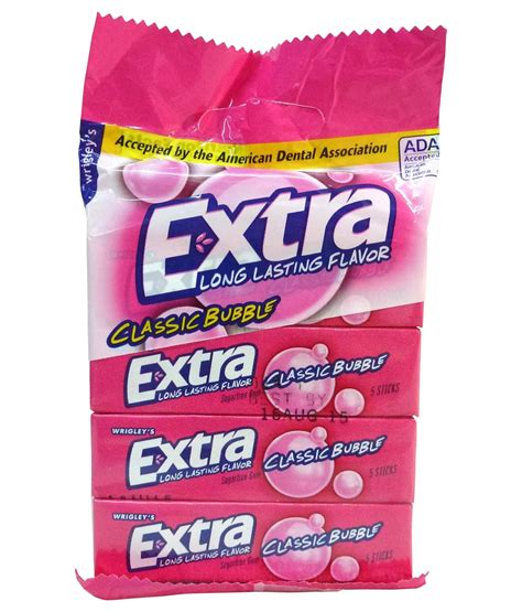 Wrigleys Extra Classic Bubble 4 X 5 Stick Pack Sugarfree Chewing Gum