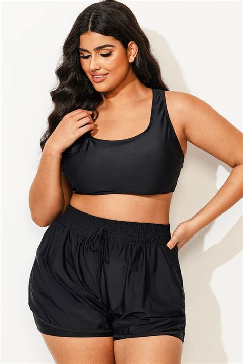 Plus Size Cut Out Back Racerback Bikini Top Meet Curve Meet Curve