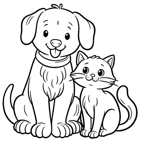 Coloriage Chien Et Chat Amis Dessin Gratuit à Imprimer