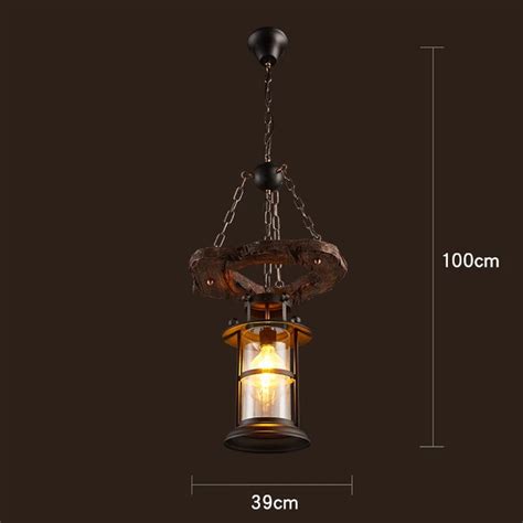 Lámpara colgante Retro de madera maciza para LOFT candelabro LED de