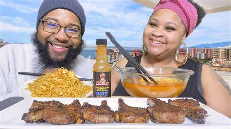 Lamb Chops And Ramen Mukbang With Bloveslife Smackalicious Hot Sauce Youtube