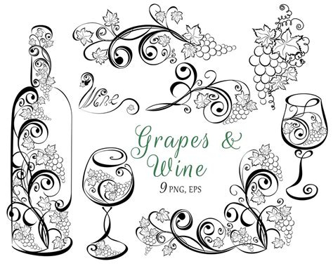 Weintraube Clipart Wein Bundle Png Weinrebe Dekor Weinglas Weinglas