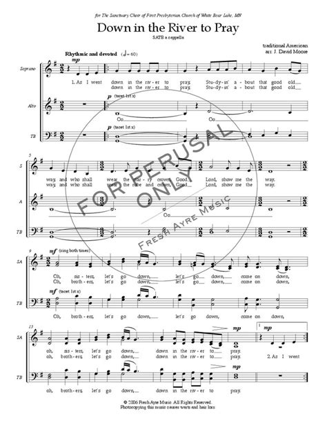 Down In The River To Pray Satb Arr J Da Jw Pepper Sheet Music