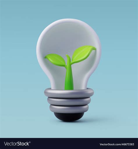 3d Energy Saving Light Bulb Green Clean Royalty Free Vector