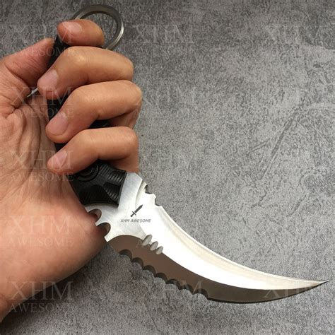 Xhm Heavy Duty Tactical Fixed Blade Karambit Knife D2 Blade Hunting Sk