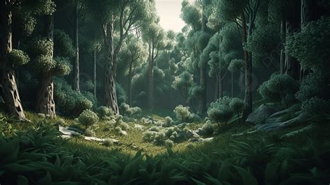 Forest Jungle Plants Realistic Background Realistic Green Plant