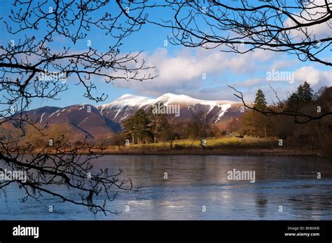 Skiddaw From Derwent Water Lake District Cumbria England Uk Stock