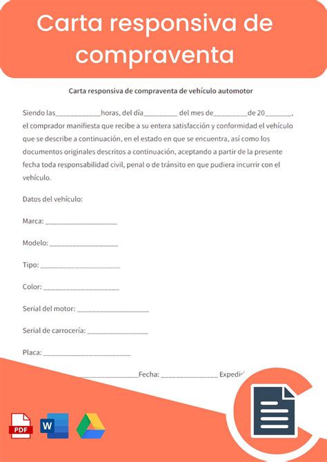 Carta Responsiva De Compra Venta Rellenar Online Word Pdf