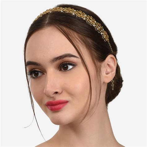 Zaveri Pearls Gold Tone Kundan Flowers Ethnic Head Chain Zpfk Buy