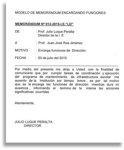 MODELO DE MEMORANDUM DE DESIGNACION DE FUNCIONES 2025