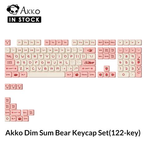 Akko Dim Sum Bear Keycap Set 122 Key Bear Shaped OEM Profile PBT