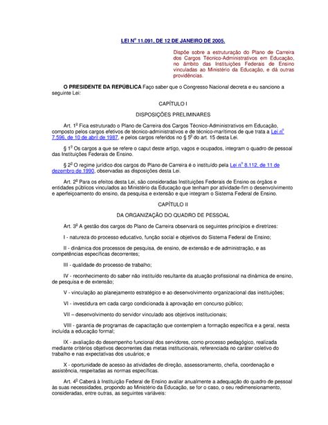 Lei 11 Lei Completa E Comentada LEI No 11 DE 12 DE JANEIRO DE 2005