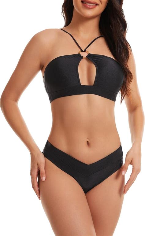 MIKETAI Sexy Womens 2 Piece Cut Out Ring Linked Bikini Swimsuit ShopStyle