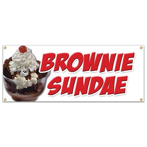 Signmission Brownie Sundae Banner Sign Ice Cream Dessert Whipped Cream