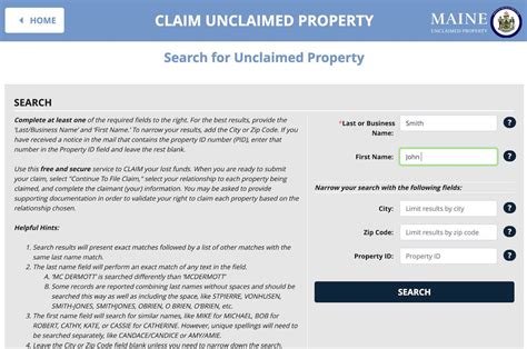 State Of Maine Unclaimed Property