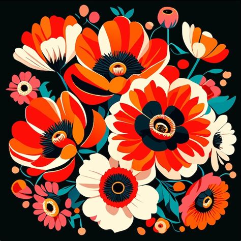 Premium Vector Anemones Vintage Flower