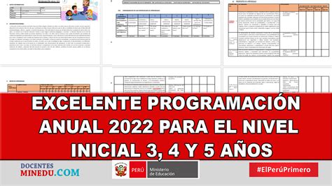 EXCELENTE PROGRAMACIÓN ANUAL 2022 PARA EL NIVEL INICIAL 3 4 Y 5 AÑOS