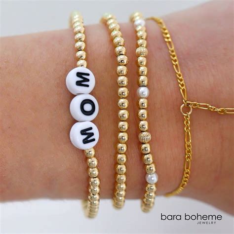 14k Gold Filled Personalized Beaded Name Bracelet Bara Boheme