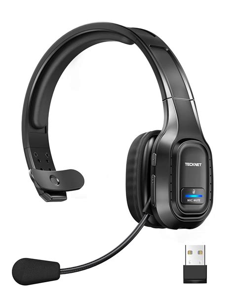 Tecknet Trucker Bluetooth Headset With Microphone Noise Canceling Wireless On Ear Headphones