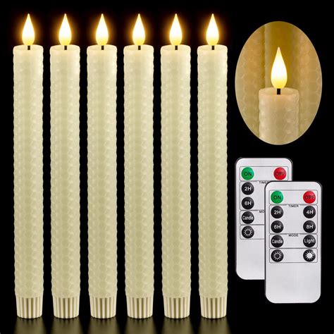 Homemory Flameless Taper Candles With Remote Control Flickering Led