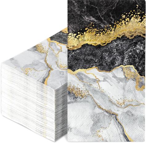 Amazon Jarthenaamcs Pcs Marble Guest Napkins Black Gold Marble