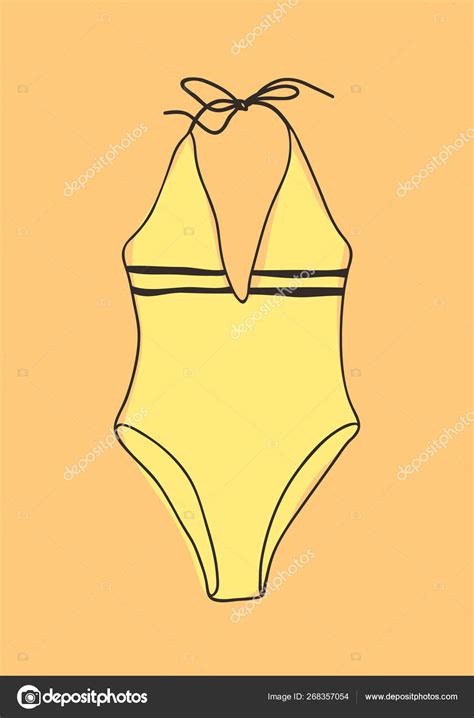 Hand Drawn Summer Bikini Illustration Actual Tropical Vector Ba Stock Illustration By